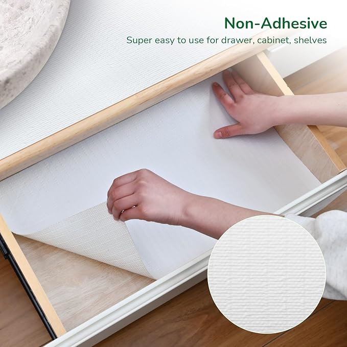Practical White Shelf Liners for Kitchen Cabinets, Non-Adhesive Drawer Liner - Image 3
