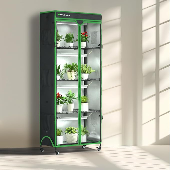 Indoor Greenhouse with Grow Light, 35.8" W x 17.8" D x 71.8" H, 5-Tier Plant - Image 8