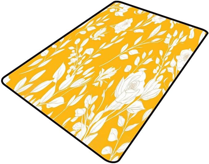 White Rose Floral Printing Pile Carpet by Snarena
