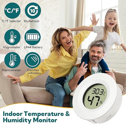4-Pack Mini Hygrometer Thermometer Digital Humidity Meter Indoor/Outdoor - Image 3