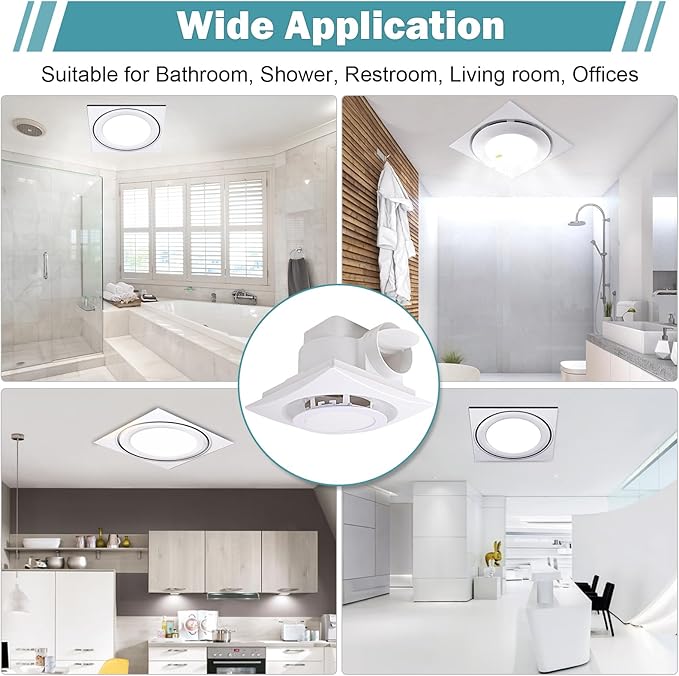 FEITON Bathroom Fan with Light Exhaust Fan Ceiling Mount Vent Fan Light Combo - Image 7