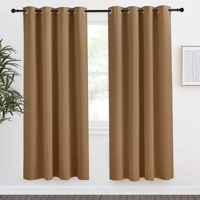 NICETOWN Gold Brown Curtain 78 inch Long, 1 Panel, W55 x L78, Grommet Blackout by NICETOWN