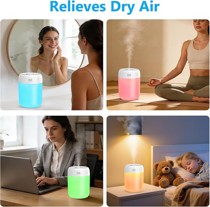 FUWANG Portable Mini Humidifier, 650ml Small Cool Mist Humidifier, USB Personal - Image 8