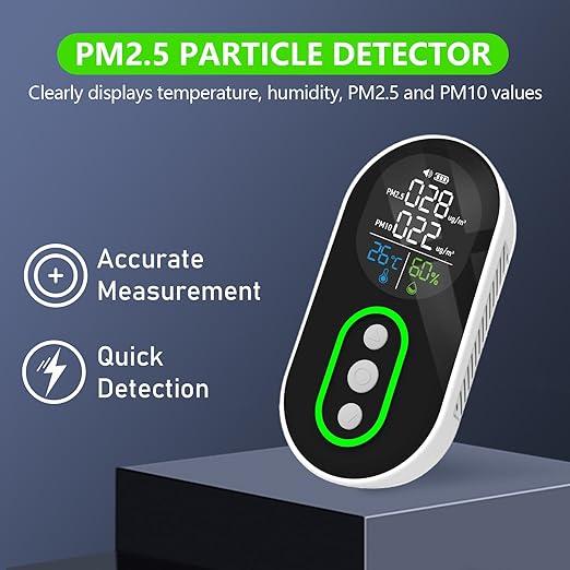 4 in 1 PM 2.5 and PM 10 Air Quality Monitor, Portable PM 2.5 Detector - Image 2