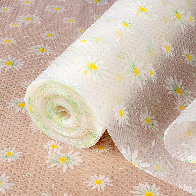 FEXIA Shelf Liner 17.5 Inch x 20 FT Daisy Non Slip Waterproof Cabinet and by FEXIA