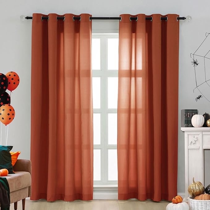 L.Z.E Privacy Curtains 96 Inches Long 2 Panels Set, Burnt Orange Light - Image 8