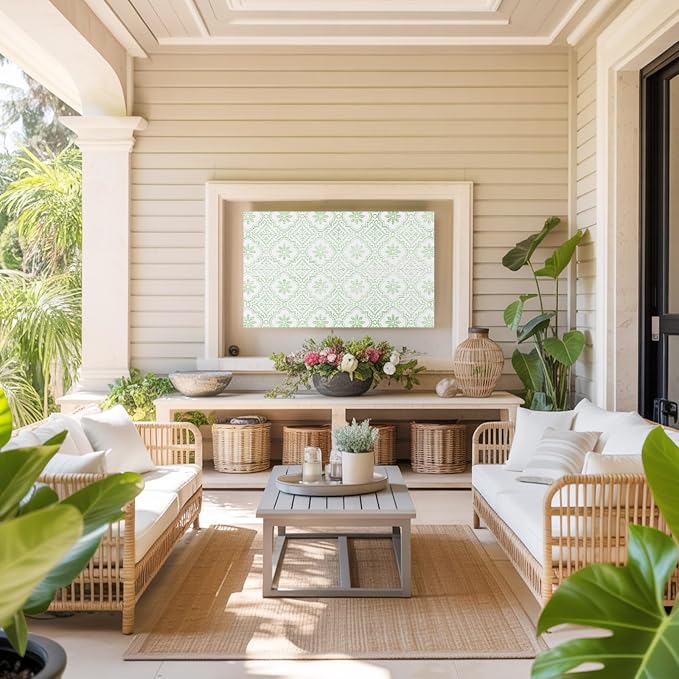 Abstract Damask Green Floral Indoor TV Cover, Elastic TV Screen Protector - Image 8