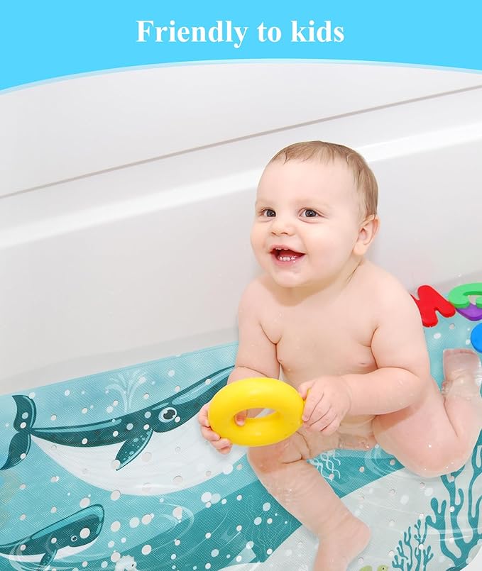 Bath Mat for Tub Non Slip, Machine Washable Anti-Slip Cartoon Baby Bathtub - Image 2