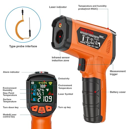 MESTEK Infrared Thermometer Gun, Non Contact Digital Laser Thermometer - Image 9
