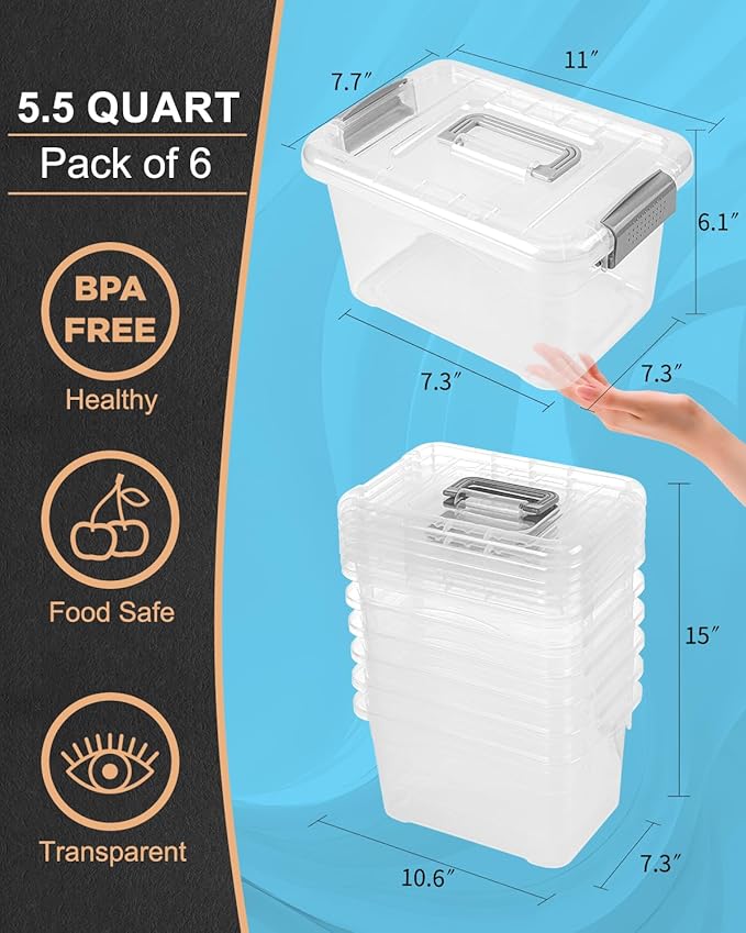 Plastic Storage Bins 7 Quart-Storage Organizer Bins - Image 2