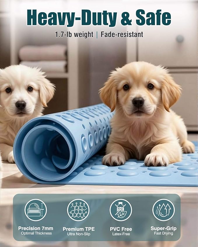 Non-Slip Bath Mat for Tub Shower, TPE Machine Washable Bathroom Essentials - Image 4