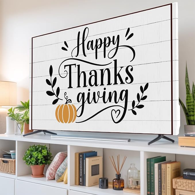 Happy Thanksgiving Words Indoor TV Cover, Elastic TV Screen Protector Farm - Image 6