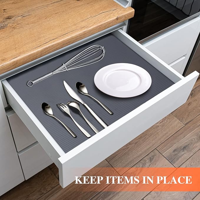Shelf Liners for Kitchen Cabinets, Non Adhesive Non-Slip Kitchen Drawer Liners - Image 2