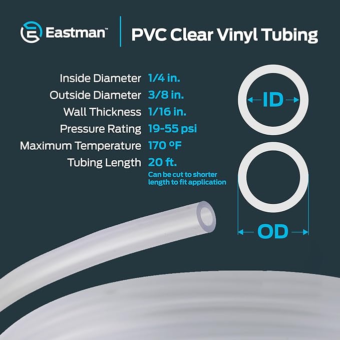 Eastman 1/4 Inch ID PVC Clear Vinyl Tubing, 20 Foot Length - Image 4