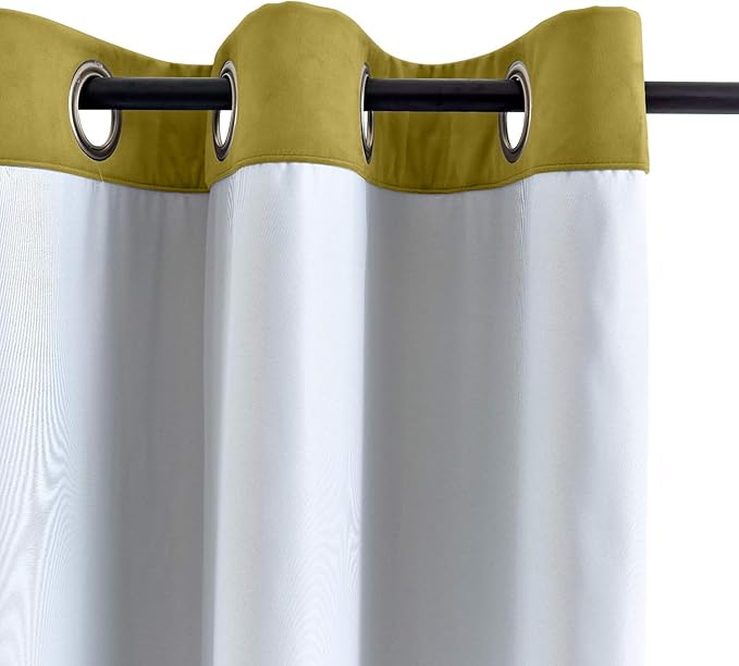 ChadMade Blackout Lined Premium Velvet Curtain Fawn 84Wx96L Inch, Eyelet Grommet - Image 3