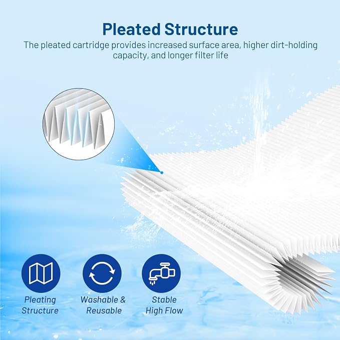 Whole House 50 Micron 10" x 2.5" Pleated Sediment Well Water Filter Cartridge - Image 4