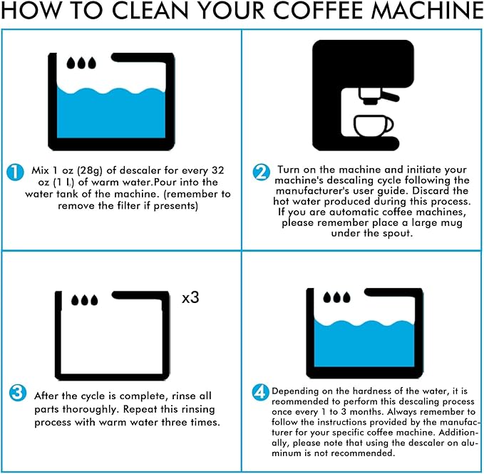 Descaling Powder Solution Removes Scale and Build-Up, Automatic Coffee Pots & - Image 7