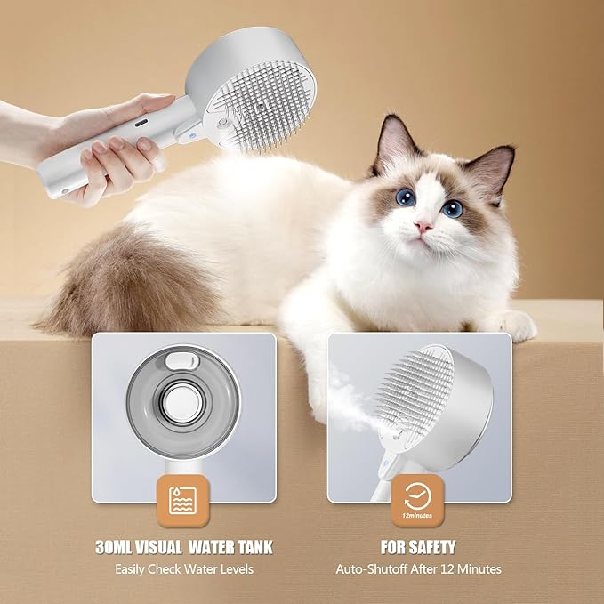 Cloud Care Cat Brush for Indoor Cat Steam Brush for Shedding Spritz Defur Comb - Image 6