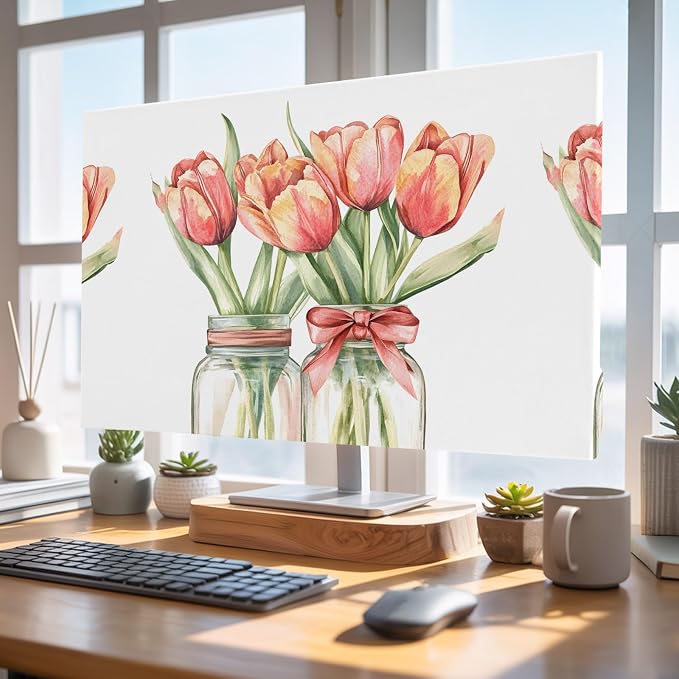 Farm Watercolor Tulip Flower Indoor TV Cover, Elastic TV Screen Protector - Image 5