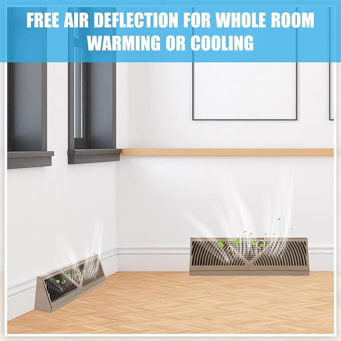 Yaocom 4 Pcs Baseboard Register Vent 18 Inch Duct Opening Size Baseboard Vent - Image 6
