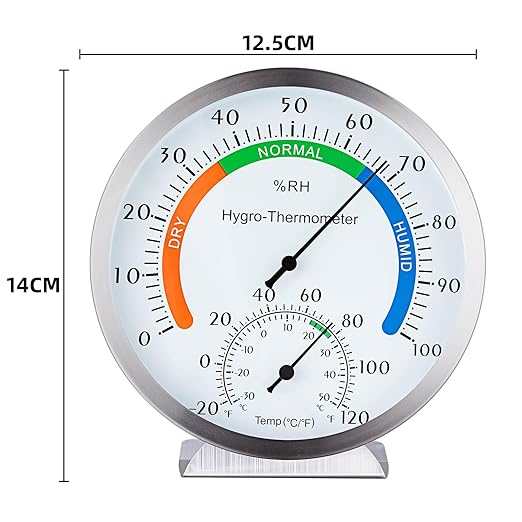 Hygro-Thermometer Stainless Steel 5 Inch Colorful Dial Indoor Outdoor - Image 2
