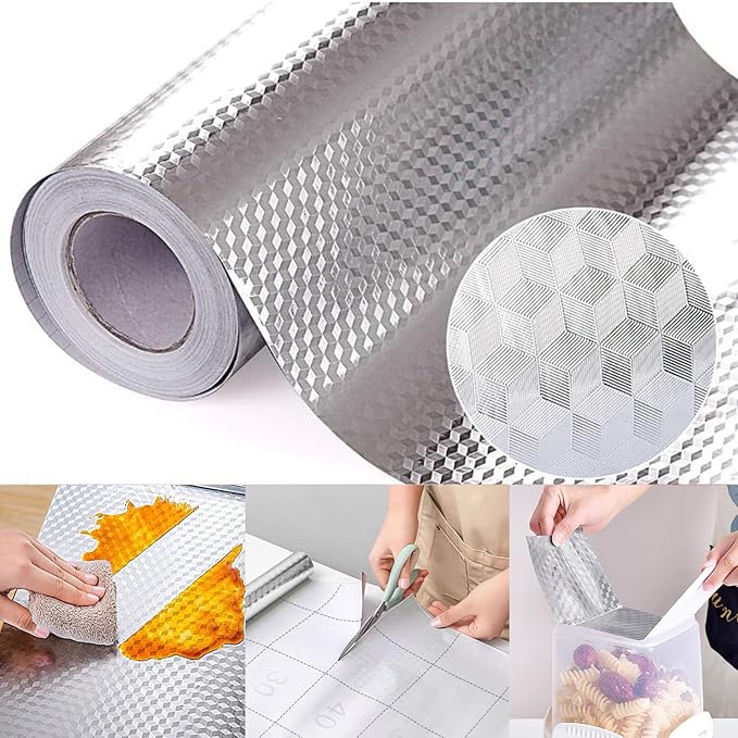 Kitchen Wallpaper Oil Proof Sticker Aluminum Foil Backsplash Self-Adhesive by Beminh