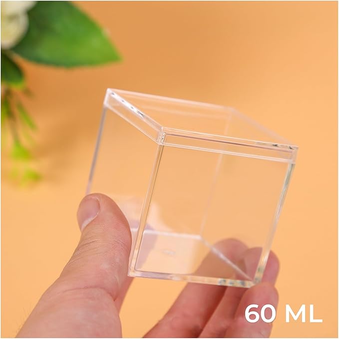 Acrylic box with Lid Clear 4 Pack Small Clear Acrylic Square Cube Plastic - Image 3