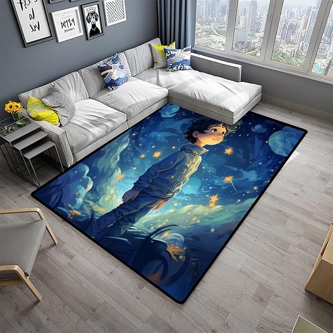 Floor Covering, Star Boy Pattern Printing Foldable Area Rugs Fade Resistant - Image 2