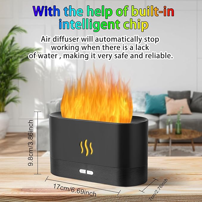 Flame Diffuser Humidifier-Auto Off 180ml Essential Oil Diffuser-2 Modes - Image 3