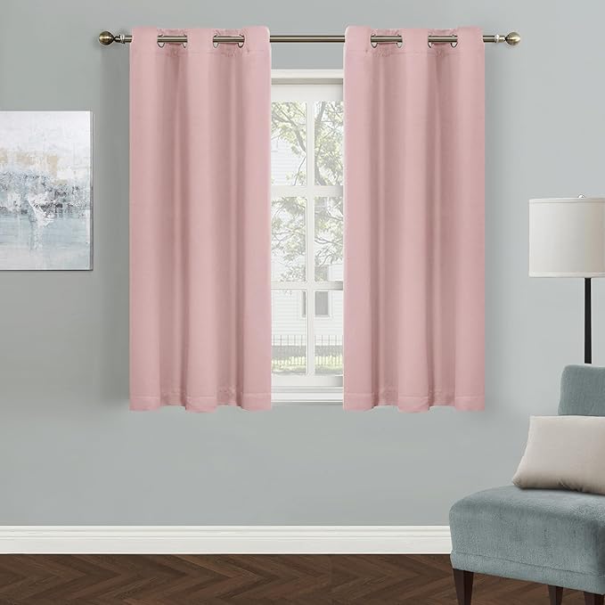 MYSKY HOME Light Pink Curtains for Girls Room 45 Inch Long Nursery Curtain for by MYSKYHOME