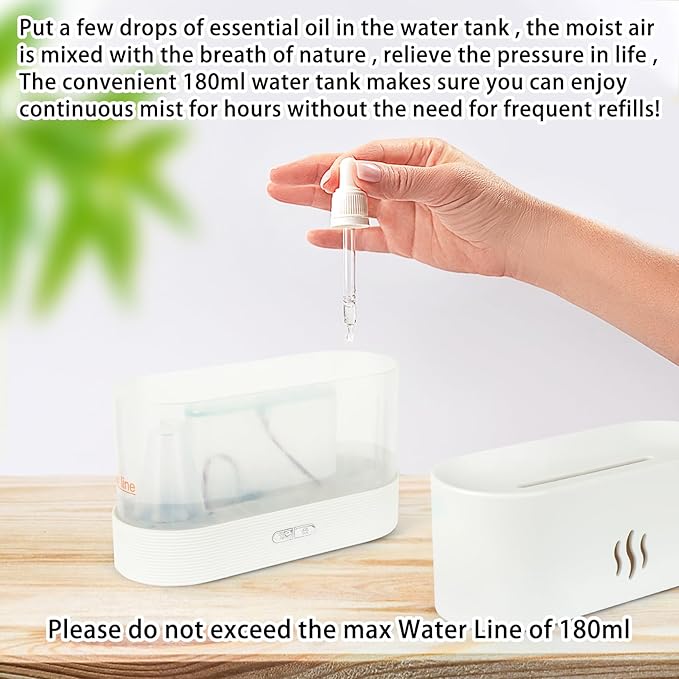 Flame Diffuser Humidifier-Auto Off 180ml Essential Oil Diffuser-2 Modes - Image 5