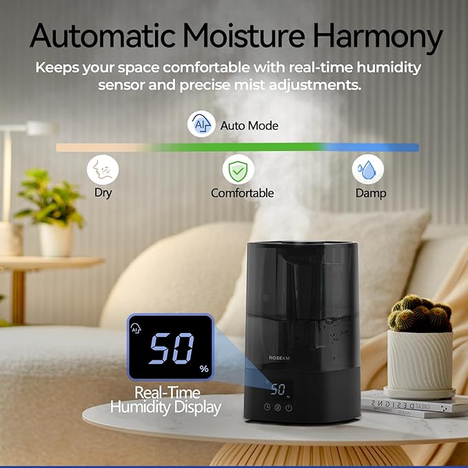 Automatic Humidifiers for Bedroom Large Room, 4.5L Cool Mist Humidifier for - Image 2