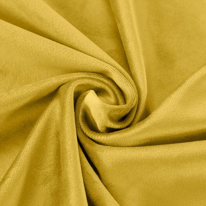 ChadMade Blackout Lined Premium Velvet Curtain Yellow 50Wx120L Inch, Eyelet - Image 6