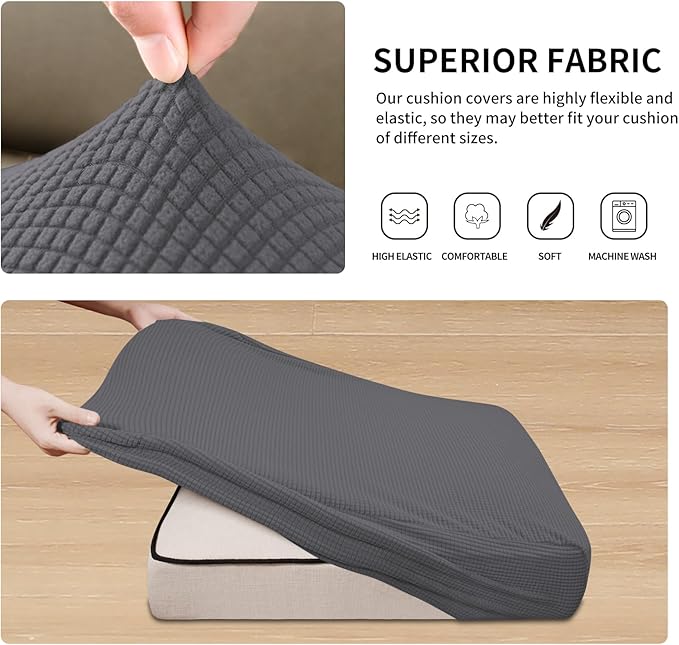 Easy-Going Stretch 4 Pieces Couch Cushion Covers - Image 4