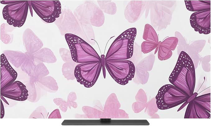 Summer Purple Butterflies Indoor TV Cover, Elastic TV Screen Protector Country - Image 2