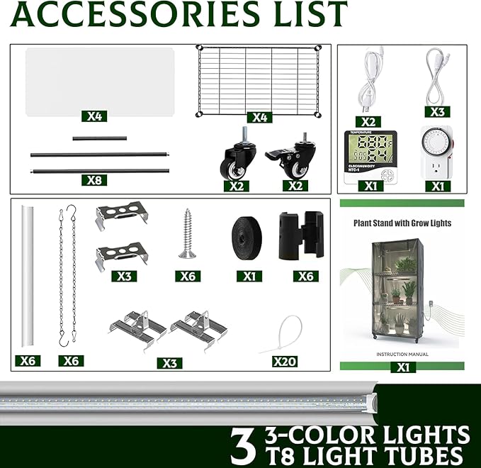 Indoor Orchid Greenhouse with Grow Lights, 4-Tier Plant Stand with 3 Full - Image 3