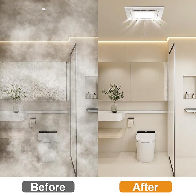 Bathroom Exhaust Fan with Light Ultra Quiet Ventilation Fan Combo 1.0 Sone - Image 5