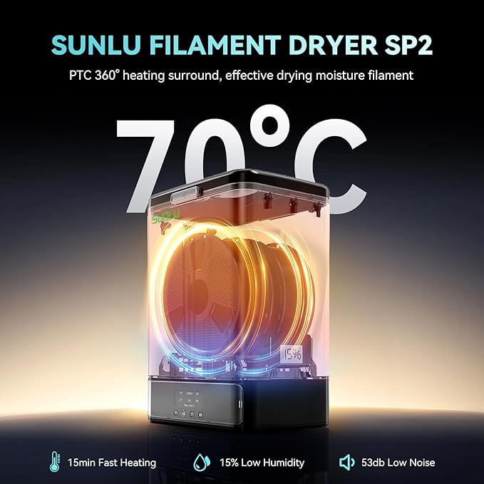 SUNLU 3KG Filament Dryer SP2 & Storage Box, 70℃ Max Temperature and 15min Fast - Image 2