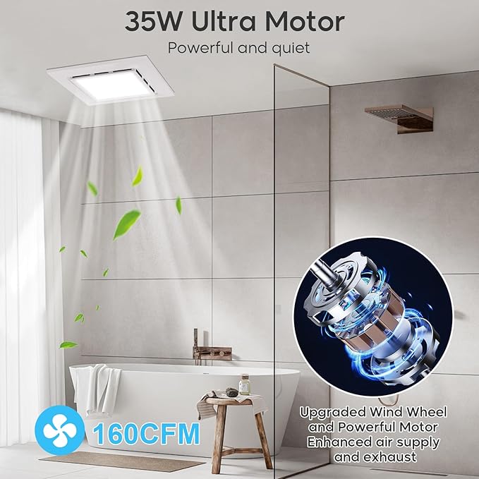 Bathroom Exhaust Fan with Light Ultra Quiet Ventilation Fan Combo 1.0 Sone - Image 4
