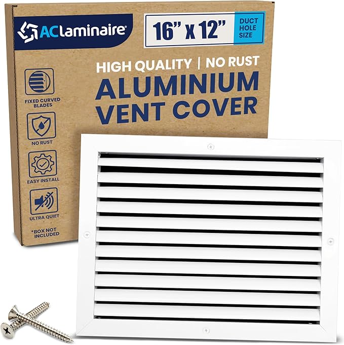 16x12 Inch Air Return Vent Cover Decorative – Premium Aluminum AC Vent Cover by LAMINAIRE