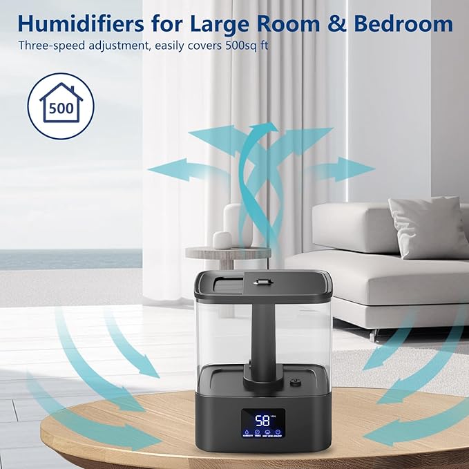 KZF 4L Top Fill Humidifiers for Bedroom & 60H Runtime - Image 5