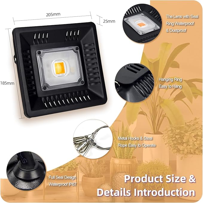 Waterproof 100W LED Grow Light Full Spectrum, CFGROW 3500K White COB LED Grow - Image 5