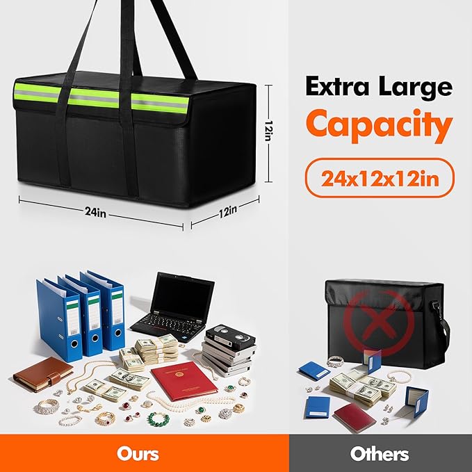 Large Fireproof Document Bags 24x12x12in, Fireproof Document Box - Image 2