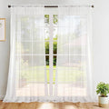 Dreaming Casa Solid Sheer Curtains Living Room White Rod Pocket Voile Draperies by DreamingCasa