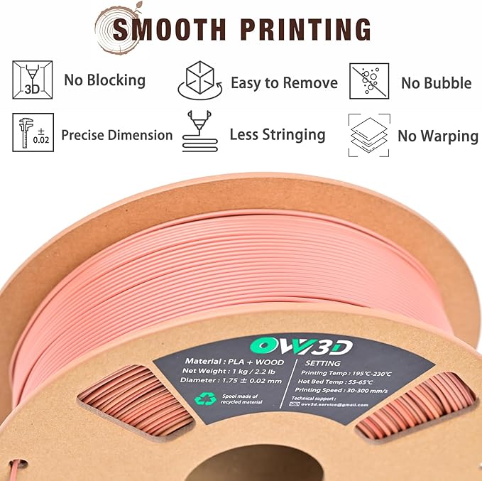 OVV3D PLA Filament Wood PLA, 3D Printer Filament Gradient Multicolor Wood PLA - Image 6