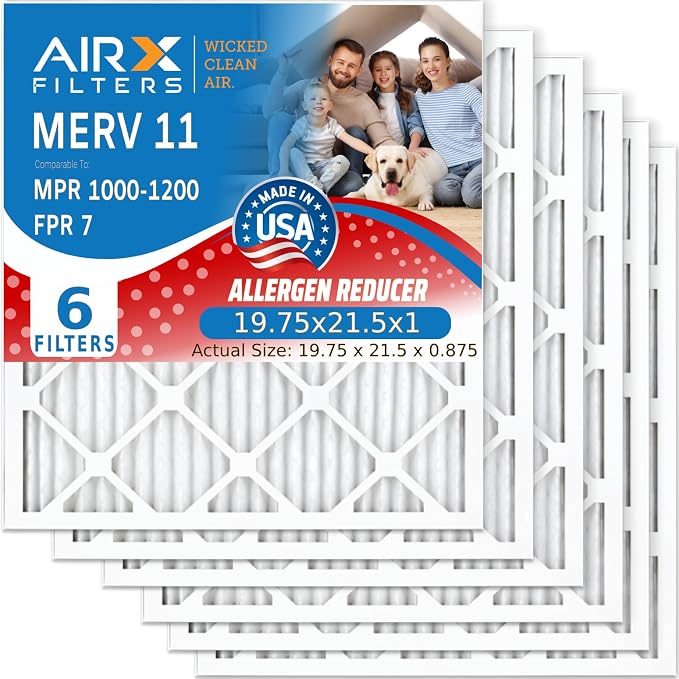 AIRX FILTERS WICKED CLEAN AIR 19.75x21.5x1 MERV 11 Electrostatic Pleated Air by AIRXFILTERSWICKEDCLEANAIR