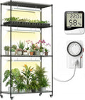 Plant Stand with Grow Lights, 4-Tier Plant Shelf, 6 Sets 3-Color LED Grow Light by ZOYOYES