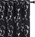 BUHUA Blackout Curtain 2 Panel Set Silver Vine Foil Print Thermal Insulated by BUHUA