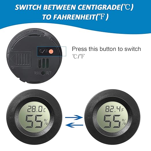 Weewooday 8 Pcs Mini Hygrometer Thermometer Round Digital Humidity Gauge - Image 4