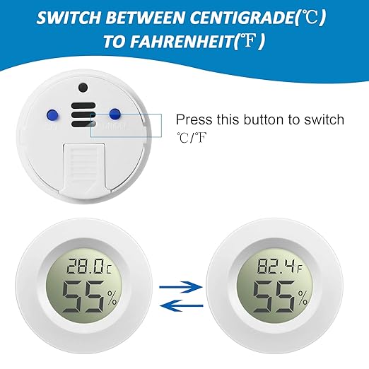 Weewooday 8 Pcs Mini Hygrometer Thermometer Round Digital Humidity Gauge - Image 3
